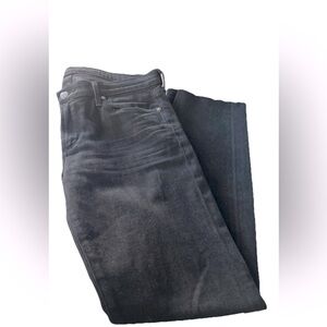Citizens of Humanity Elson Medium Rise Straight Leg UN-HEMMED Black Denim Sz 30